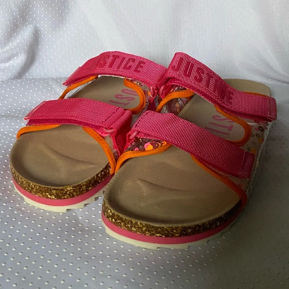 Justice Shoes Sandale Girl‎ Size 4 Pink Open Toe Slip On/Off New